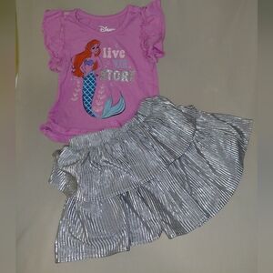 Disney Little Mermaid Pink And Silver Outfit 4T